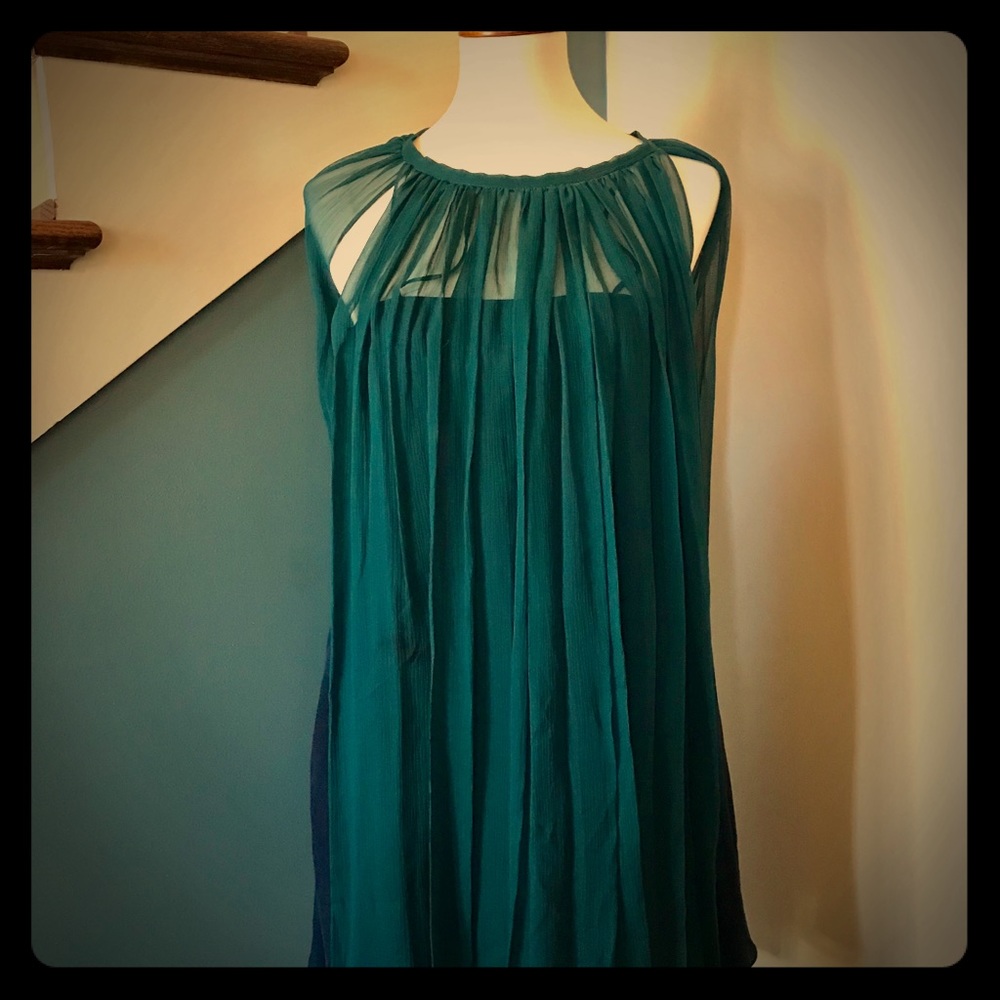 Authentic Samantha Treacy two-tone cape dress